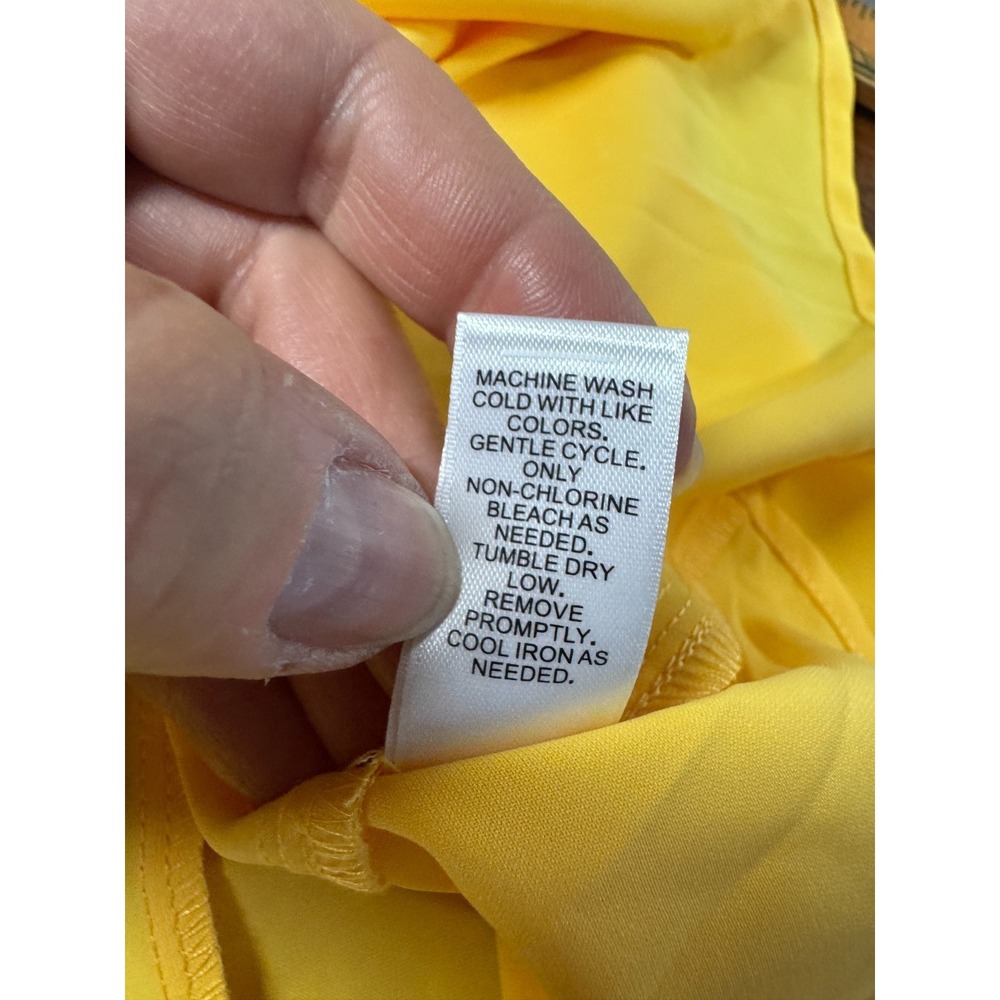 Cato Yellow Ruffled Frills Sleeveless Rosette Top XL Resortwear Tropical Boho - Picture 14 of 16